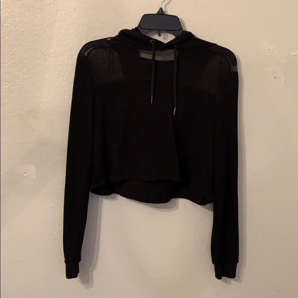 Divided (H&M) Sheer/Mesh Cropped Hoodie